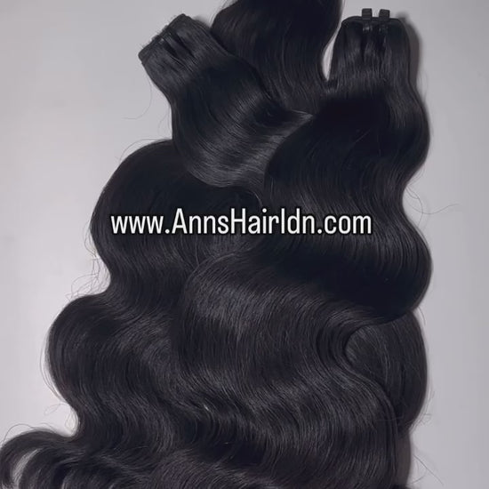 AnnsHair, Hairoic Collection, Human Hair Pieces,  Human Hair Extensions, Silky Black Colour, Raw Vietnamese Hair, Human Hair Piece For Women, Body Wave Curls Bundle, Human Hair Bundle, Multi Angle View