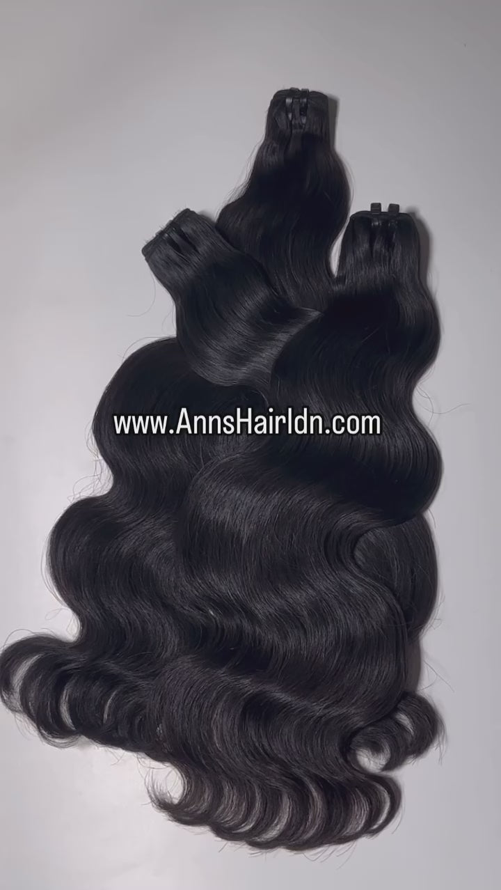 AnnsHair, Hairoic Collection, Human Hair Pieces,  Human Hair Extensions, Silky Black Colour, Raw Vietnamese Hair, Human Hair Piece For Women, Body Wave Curls Bundle, Human Hair Bundle, Multi Angle View